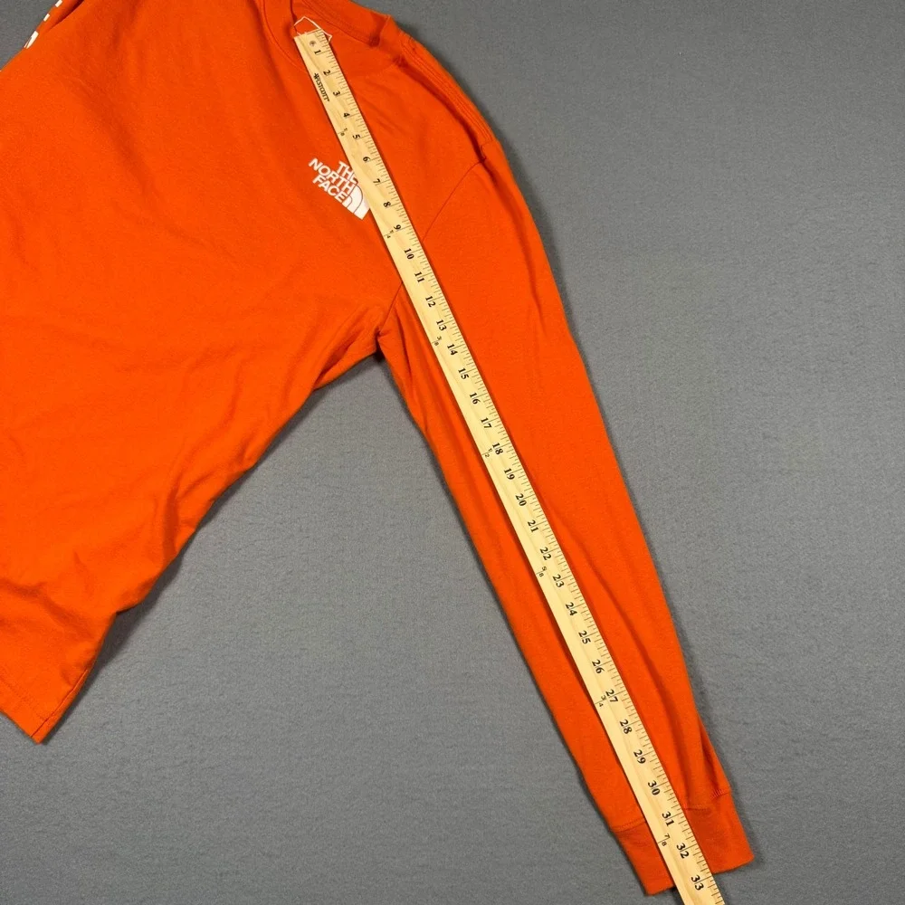 The North Face Mens Orange Long Sleeve Graphic T-Shirt Half Dome Mountain Size M